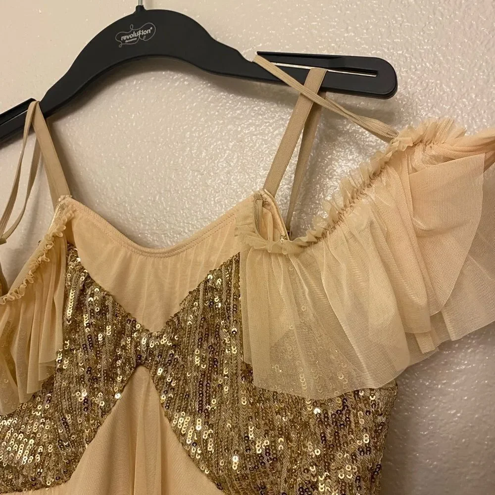 Revolution Dance solo costume dress SERENADE RC23870 champagne MA-Medium adult